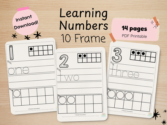 Numbers 1–10 Ten Frame Activity Pack | Printable Math Worksheets for Toddlers | Number Sense & Early Math | 14 Pages