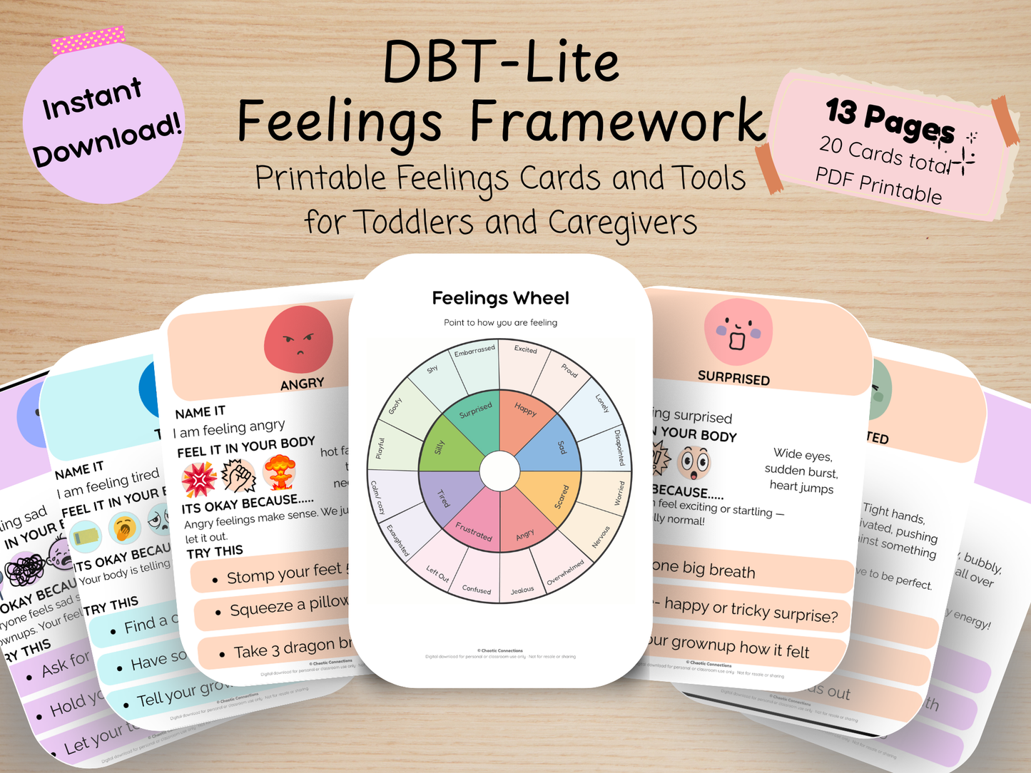 DBT-Lite Feeling Framework — Printable Pack for Toddlers & Young Children