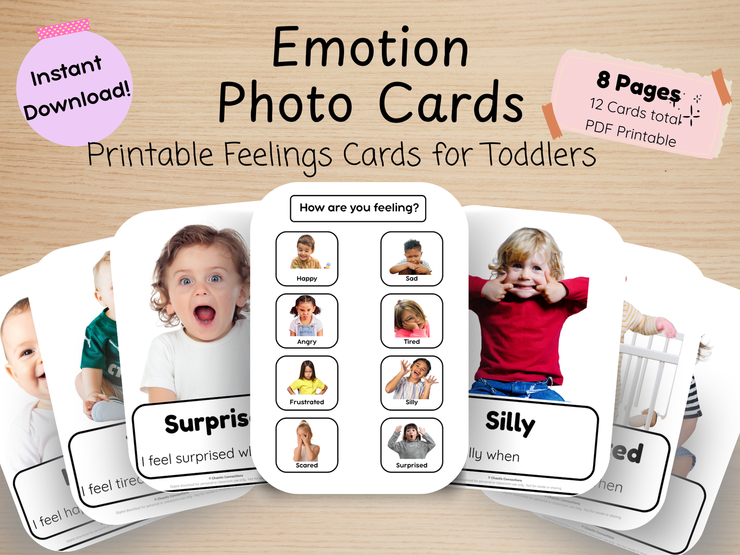 Emotion Photo Cards — Printable Feelings Set for Toddlers & Young Children