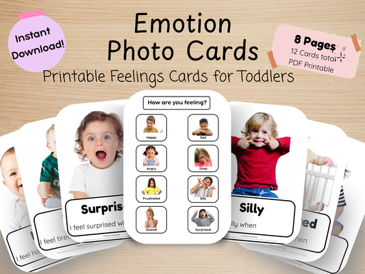 Emotion Photo Cards — Printable Feelings Set for Toddlers & Young Children
