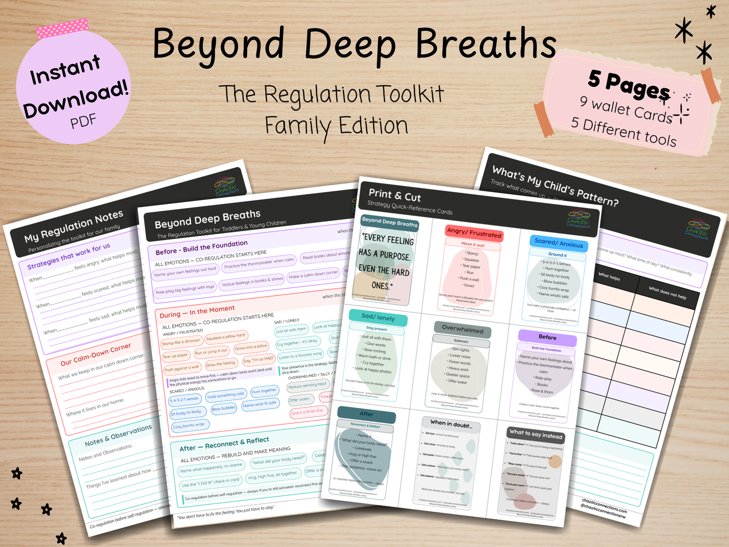 Beyond Deep Breaths — The Regulation Toolkit for Families (Printable Pack)