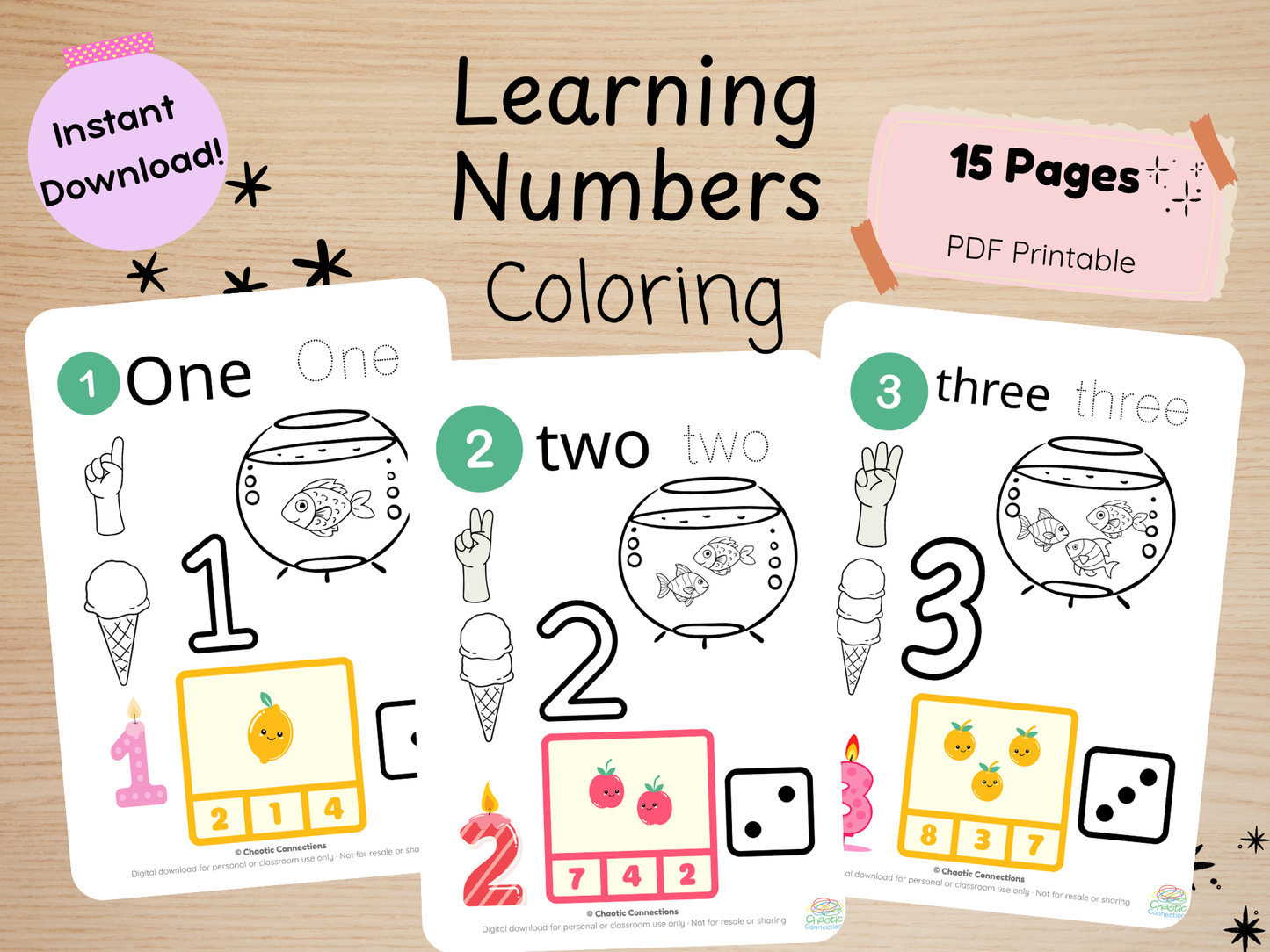 Learning Numbers Coloring Pages | Numbers 1–10 Printable Coloring Worksheets for Toddlers | Color & Learn | 15 Pages