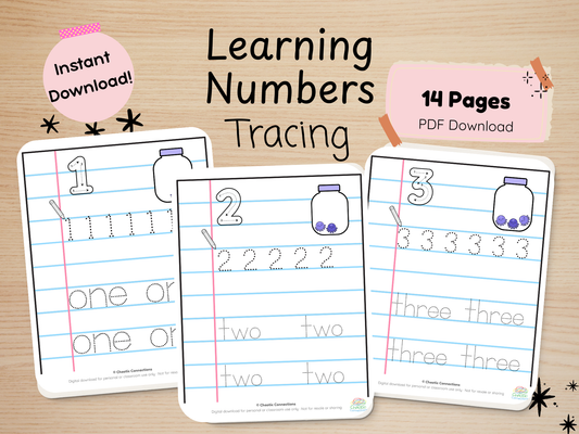 Numbers 1–10 Tracing Activity Pack | Printable Number Formation Worksheets | Handwriting Practice for Toddlers | 13 Pages