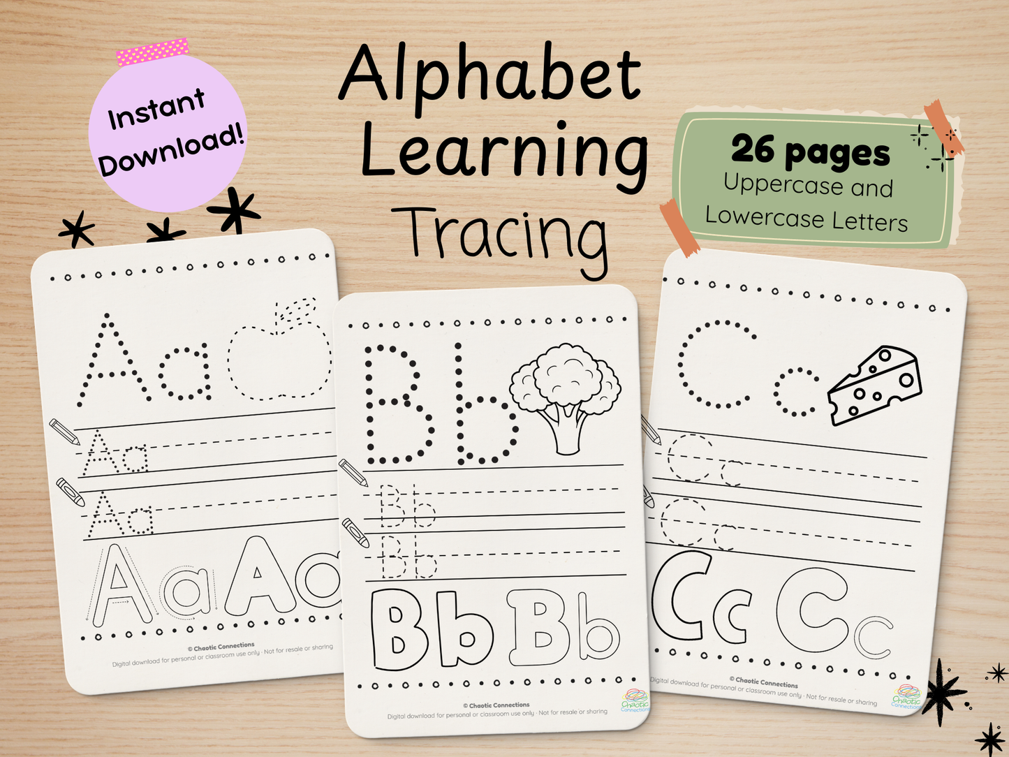Learning Letters A-Z Printable Tracing Activity Pack | Toddler Alphabet Worksheets | Tracing, Recognition & Coloring Pages for Preschool