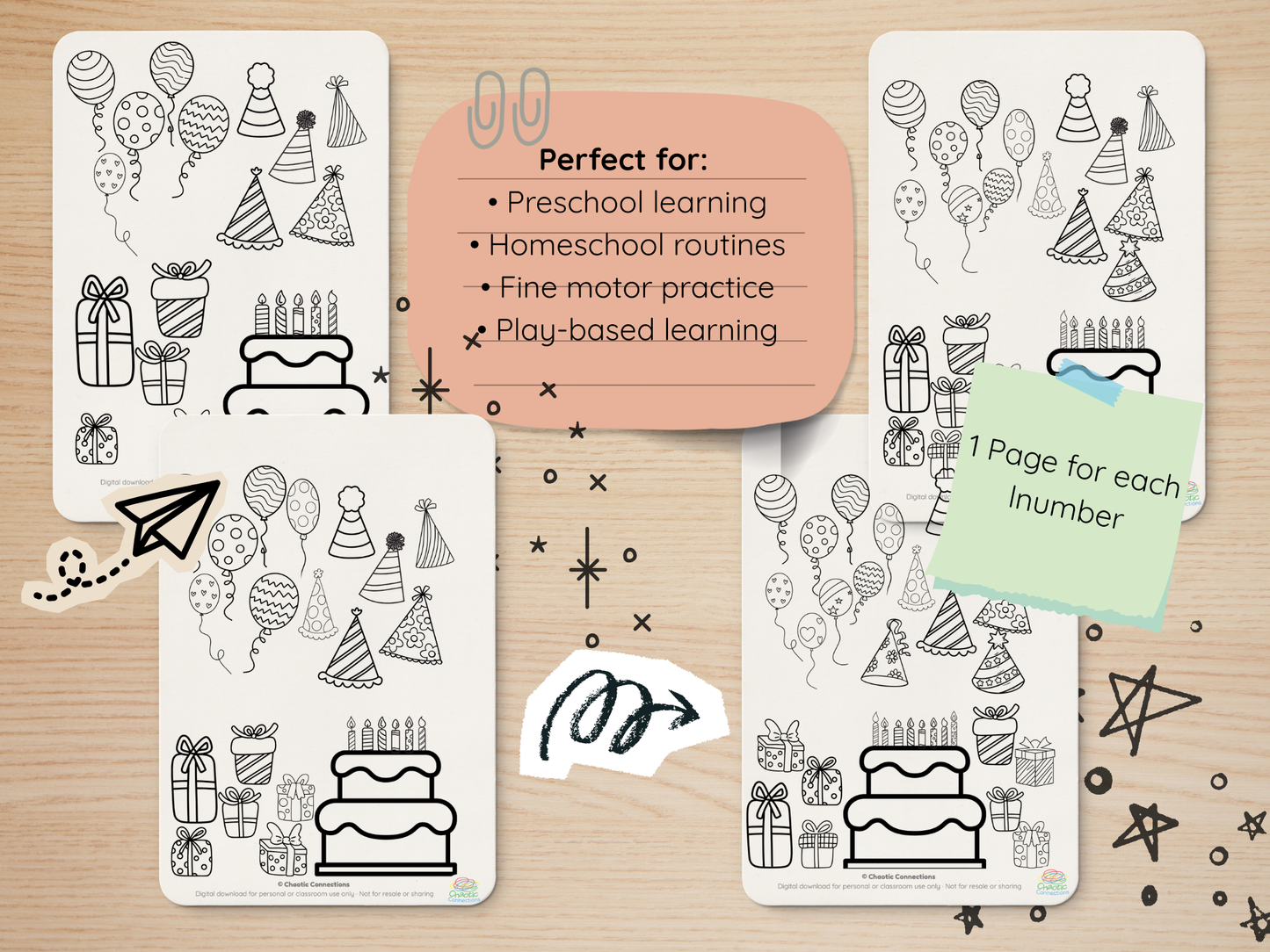 Birthday Theme Numbers 1–10 Activity Pack | Printable Toddler Math Worksheets | Fun Themed Learning | 14 Pages