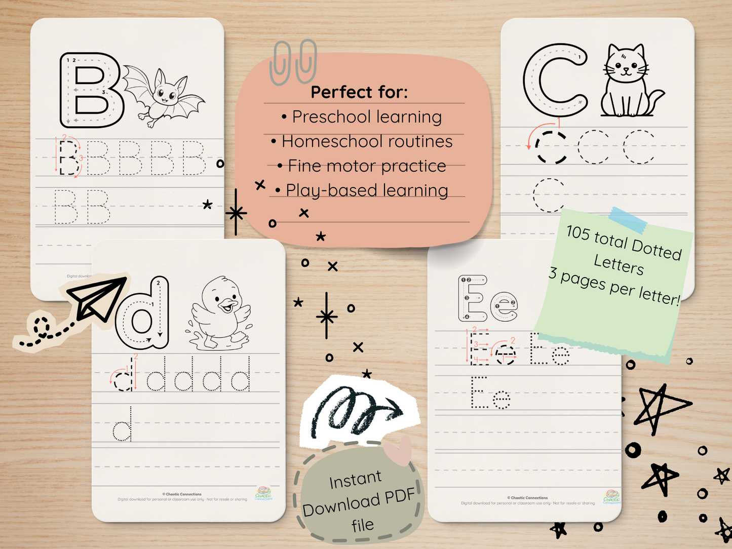 Alphabet Big Tracing Bundle | 105-Page Printable Letter Tracing for Toddlers | Uppercase & Lowercase for Preschool Beginners