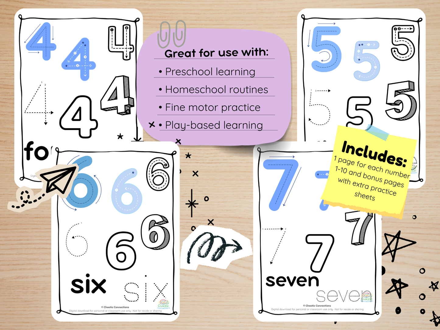 Numbers 1–10 Cluster Activity Pack | Printable Number Recognition Worksheets for Toddlers | Visual Number Groups | 14 Pages