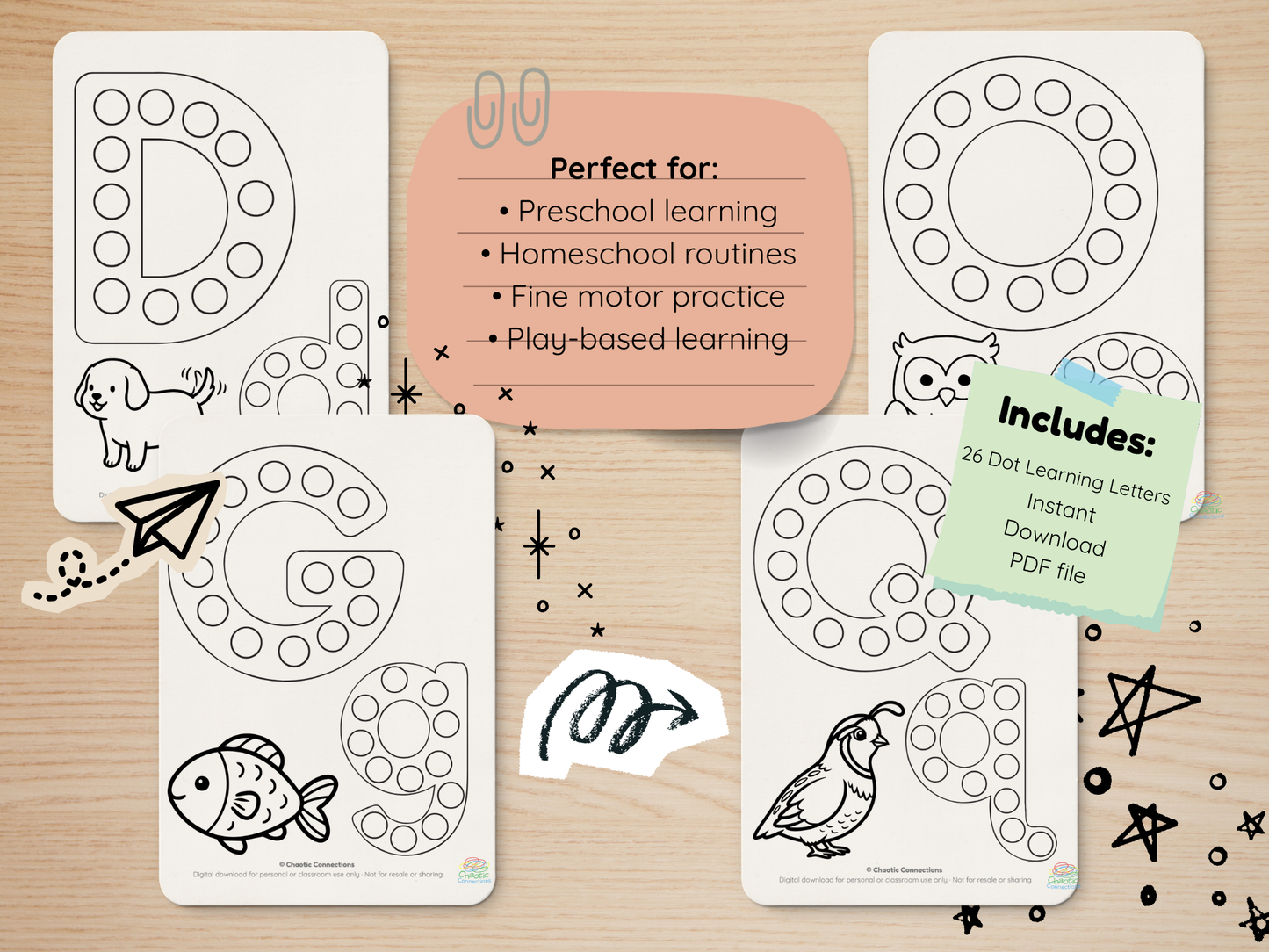 Learning Letters A-Z Printable Dot Activity Pack | Toddler Alphabet Worksheets | Tracing, Recognition & Coloring Pages for Preschool