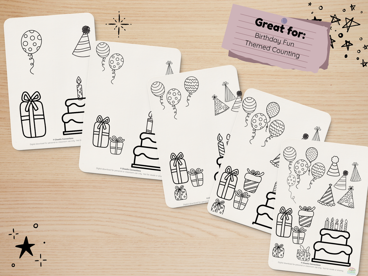 Birthday Theme Numbers 1–10 Activity Pack | Printable Toddler Math Worksheets | Fun Themed Learning | 14 Pages