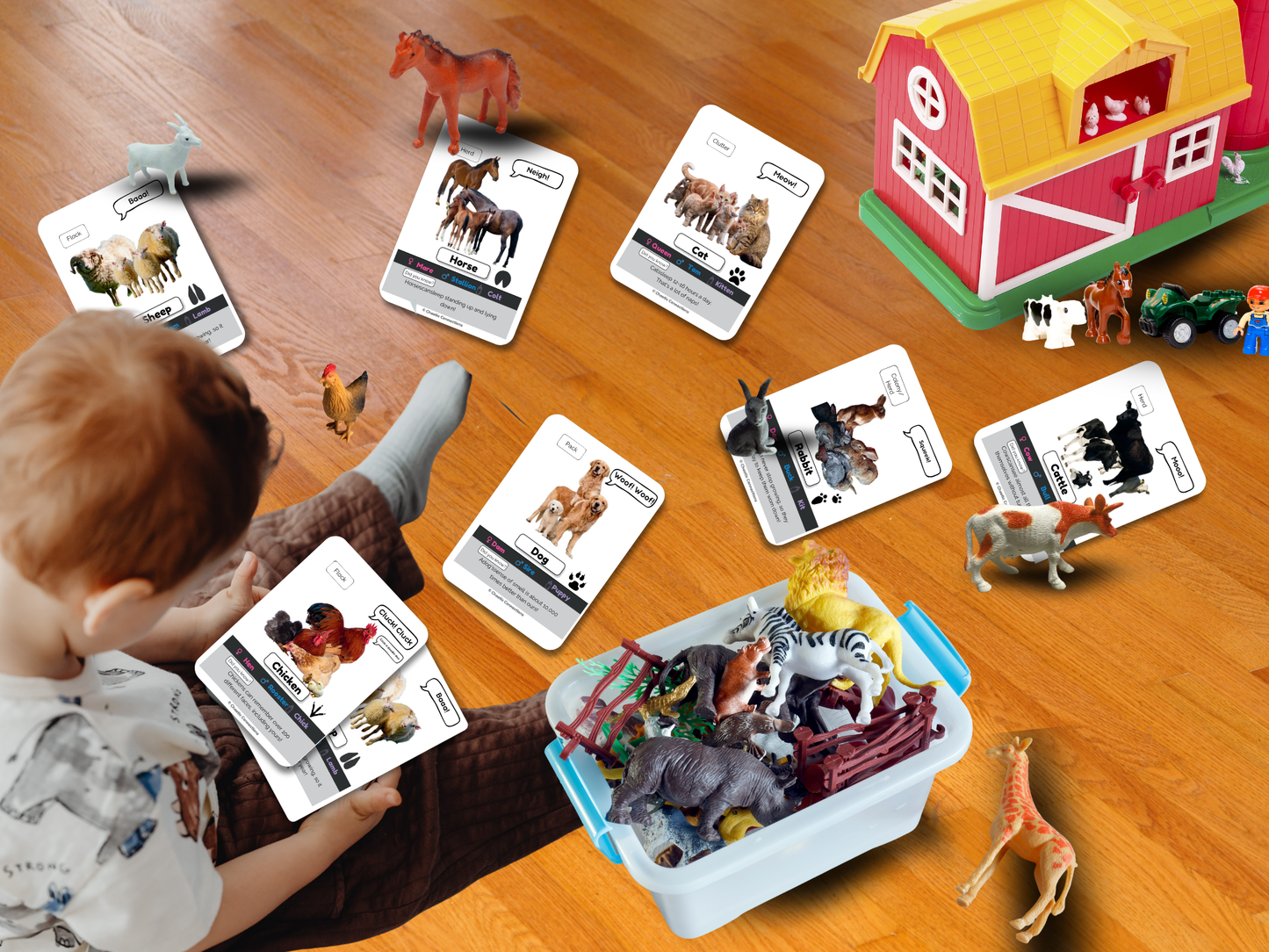 Farm Animal Photo Cards - Advanced Edition | 16 Real Photo Flash Cards with Fun Facts, Sounds & Family Names | Printable Learning Activity